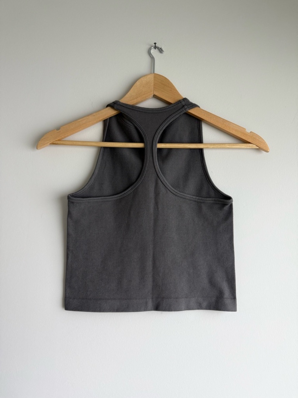 Intimately Free People Hayley Brami Tank XS Gray Ribbed Cropped Racerback - Picture 3 of 6